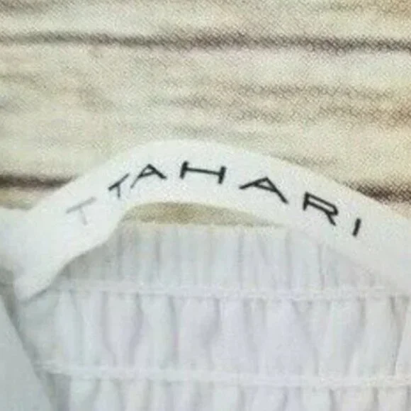 T Tahari Raya Indigo Stripe Crochet Lace Overlay Dress L Nautical Coastal Summer - Picture 6 of 7